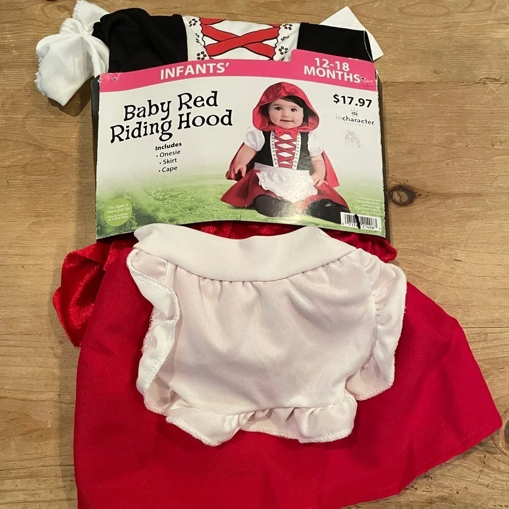 NWT InCharacter 12-18 mo infants Baby Red Riding Hood Onesie skirt cape Costume